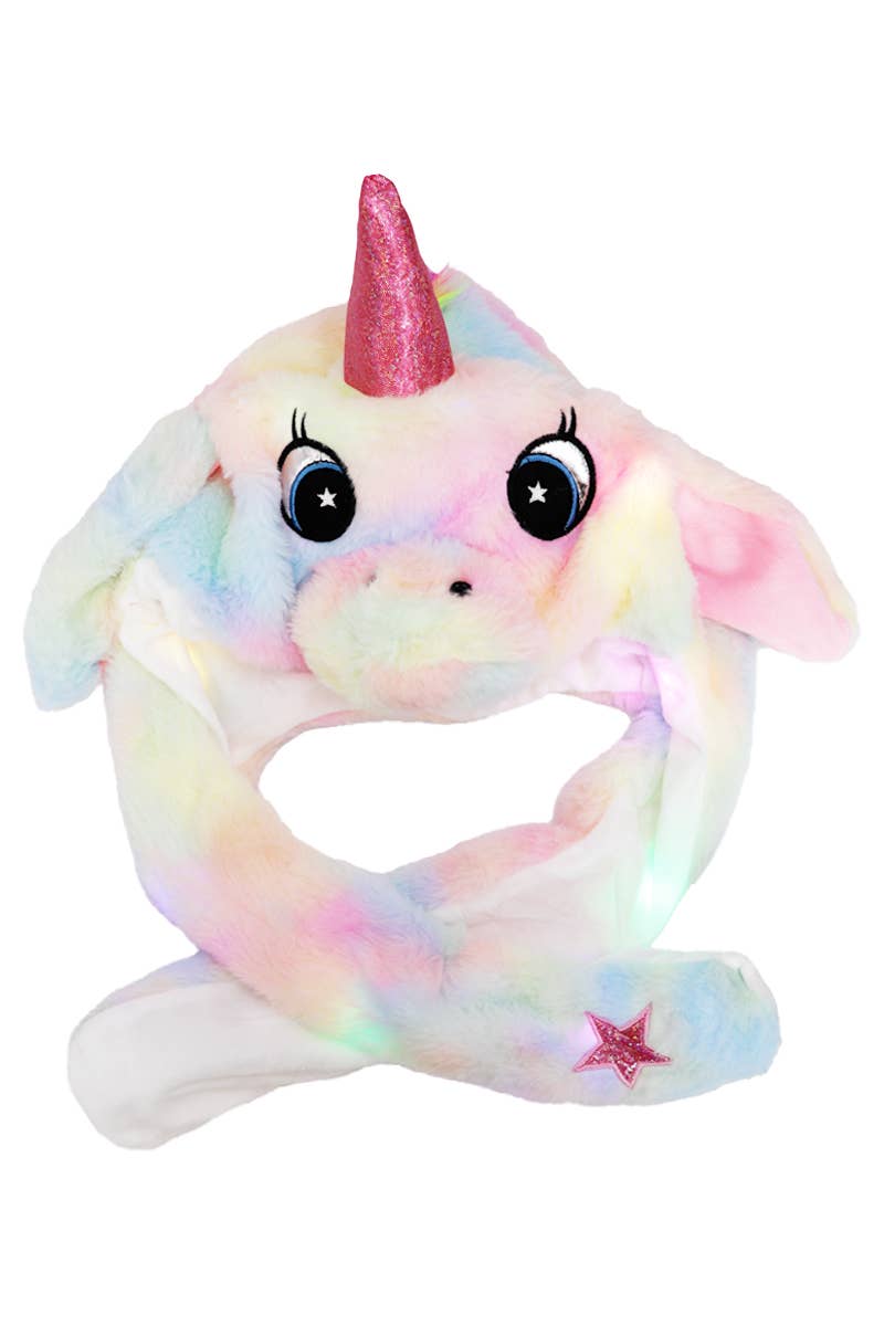 Unicorn Fluffy Fur LED Light-Up Ear Moving Hat