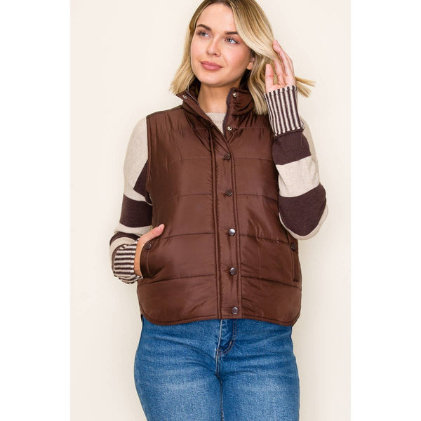 Solid Brown Puffer Vest