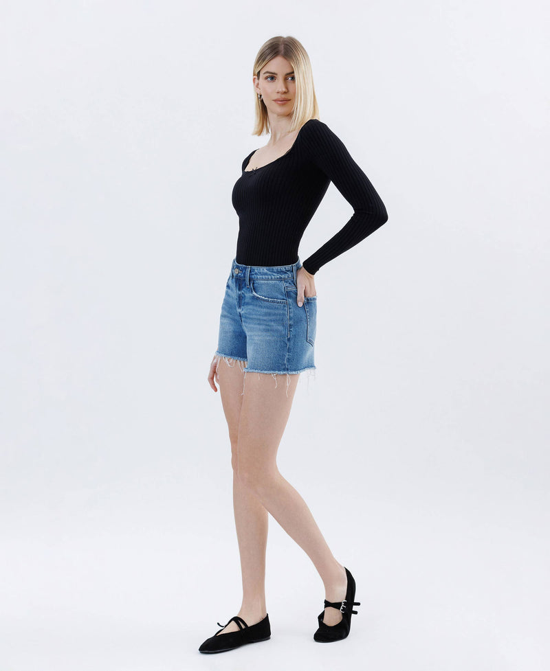 HIgh Rise Raw Hem Shorts