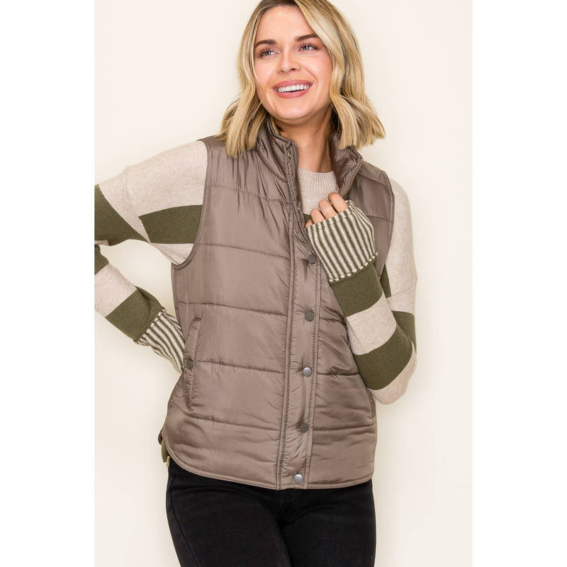 Solid Brown Puffer Vest