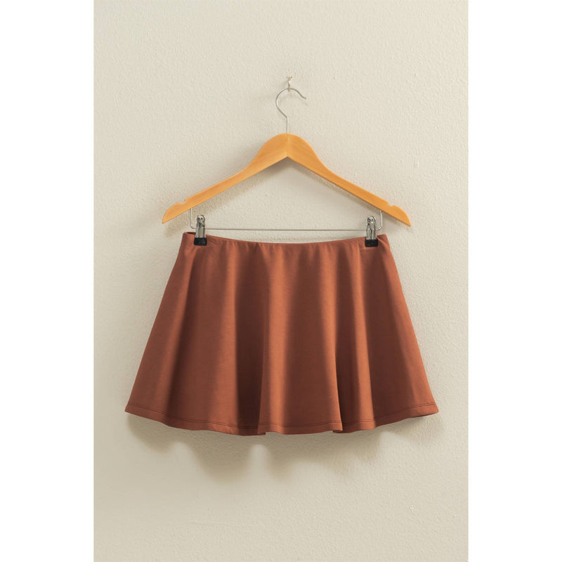 Flirty Scuba Mid Waist Skort-Deep Green