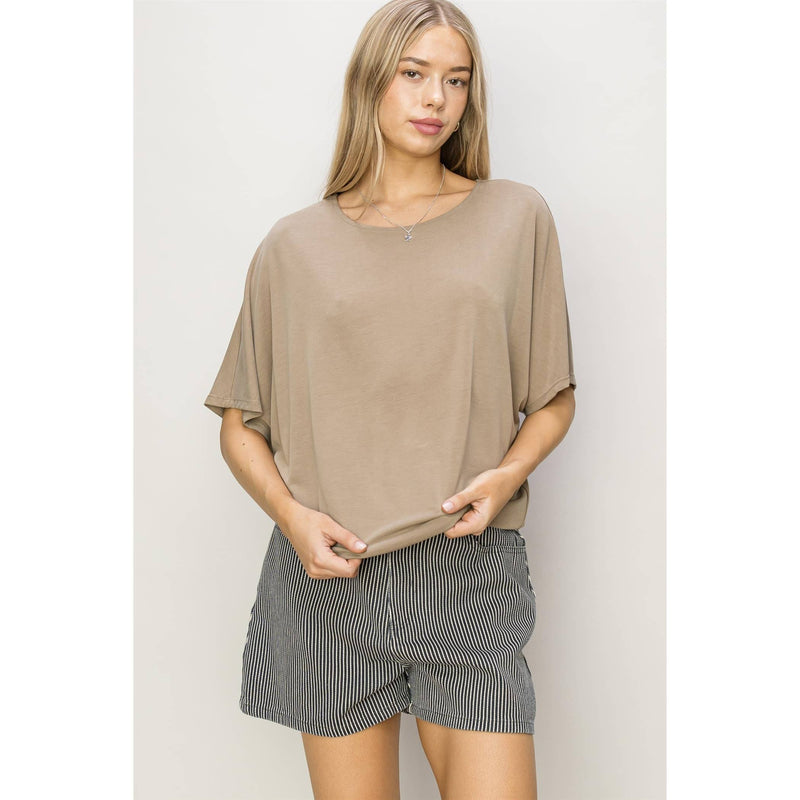Elbow Length Dolman Sleeve Top