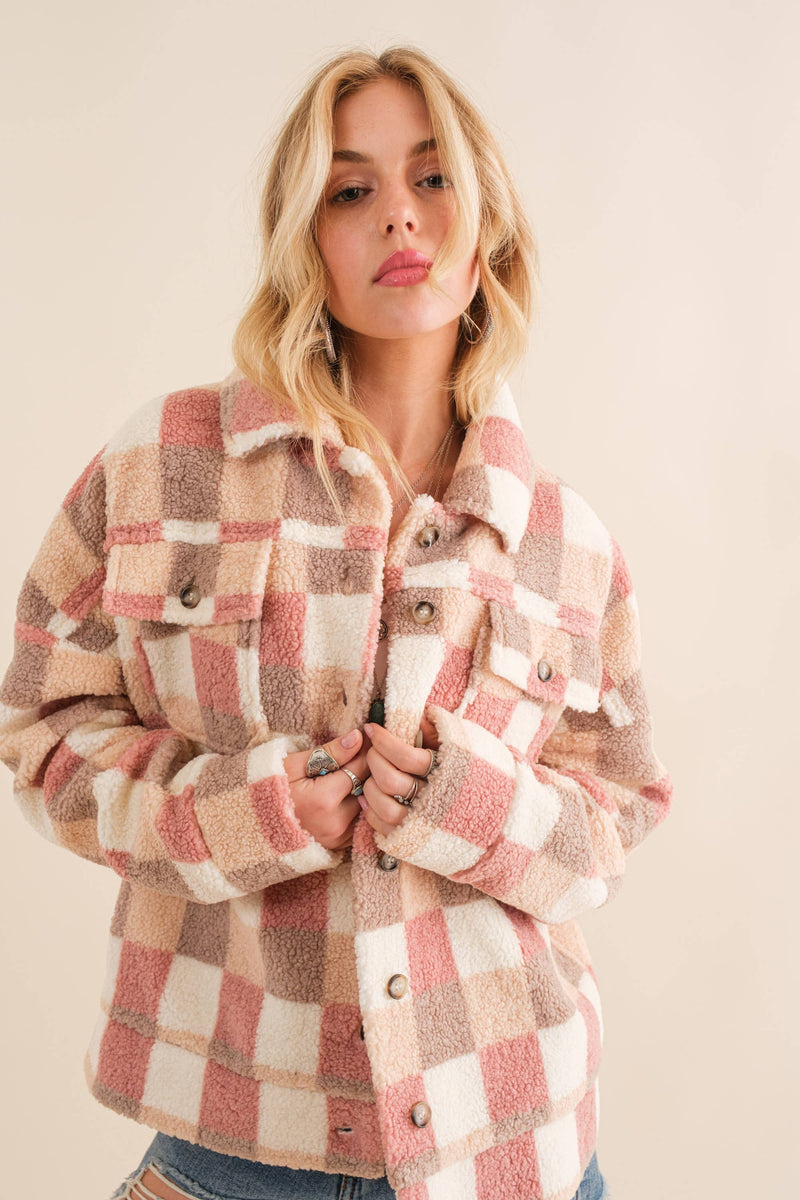 Checkered Teddy Oversized Jacket