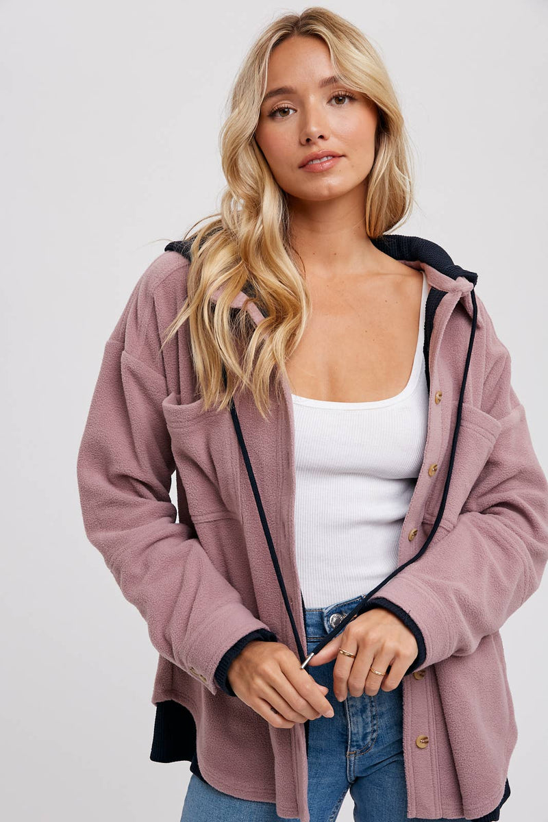 Monice Fleece Shacket with Hood