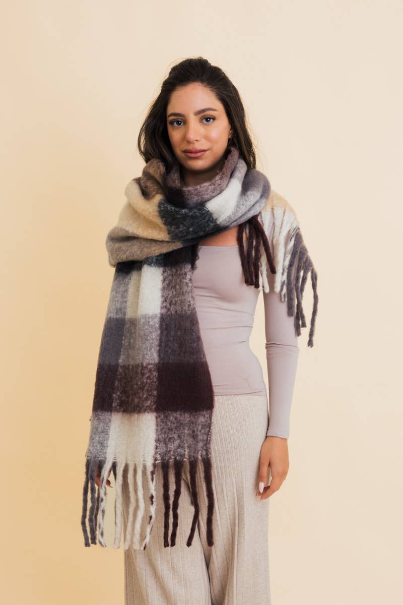 Cozy Breeze Oversized Fringe Scarf- Multiple