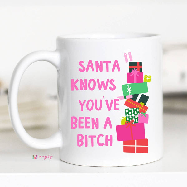 Santa Knows Funny Christmas Mug, Ceramic Mug, Christmas