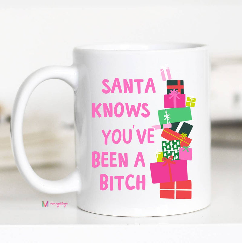 Santa Knows Funny Christmas Mug, Ceramic Mug, Christmas