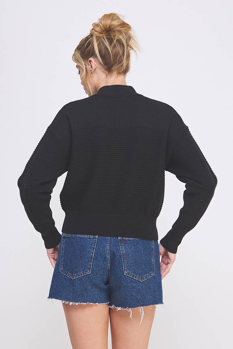 Dolman Half Zip Twin Texture Rib
