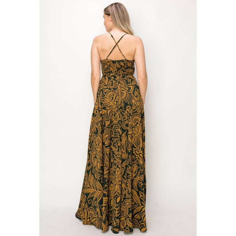 Paisley Wrap Maxi Dress- Deep Green