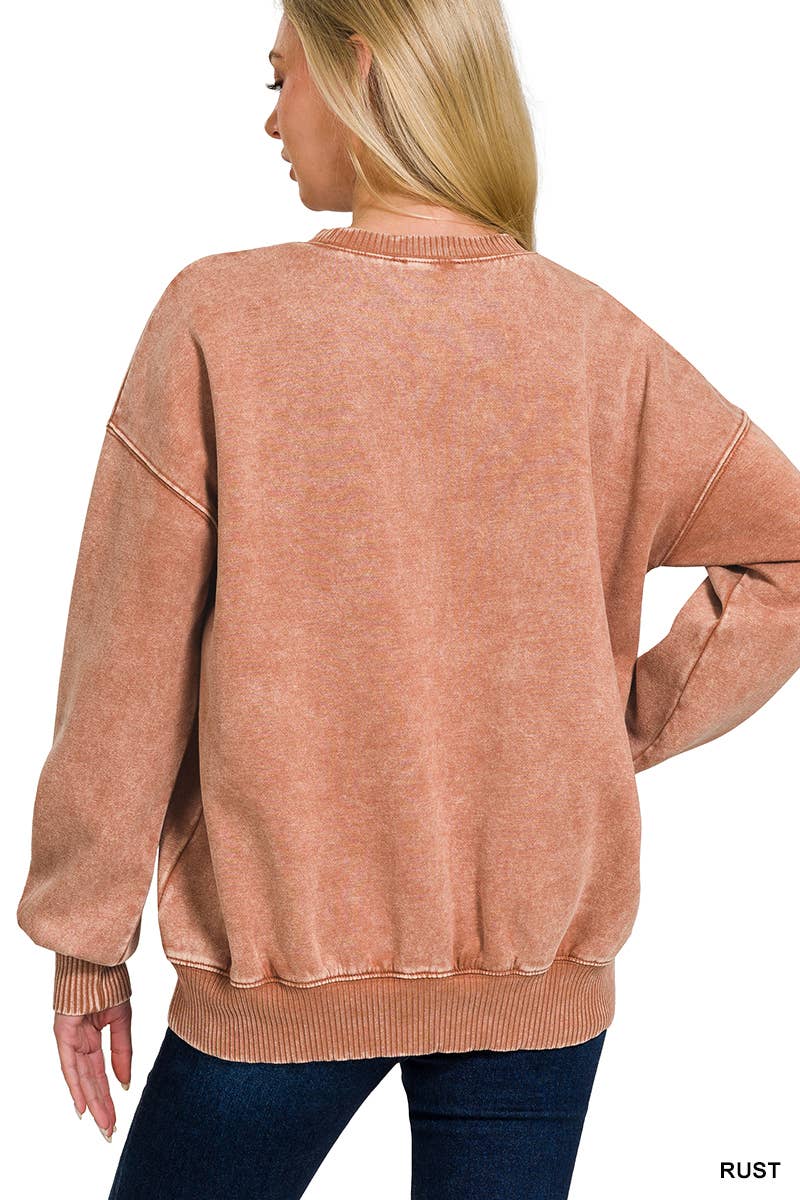 Acid Wash Fleece Oversized Pullover: Multiple colors