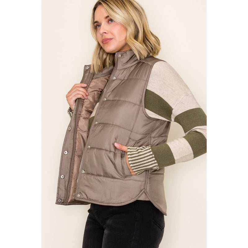 Solid Brown Puffer Vest