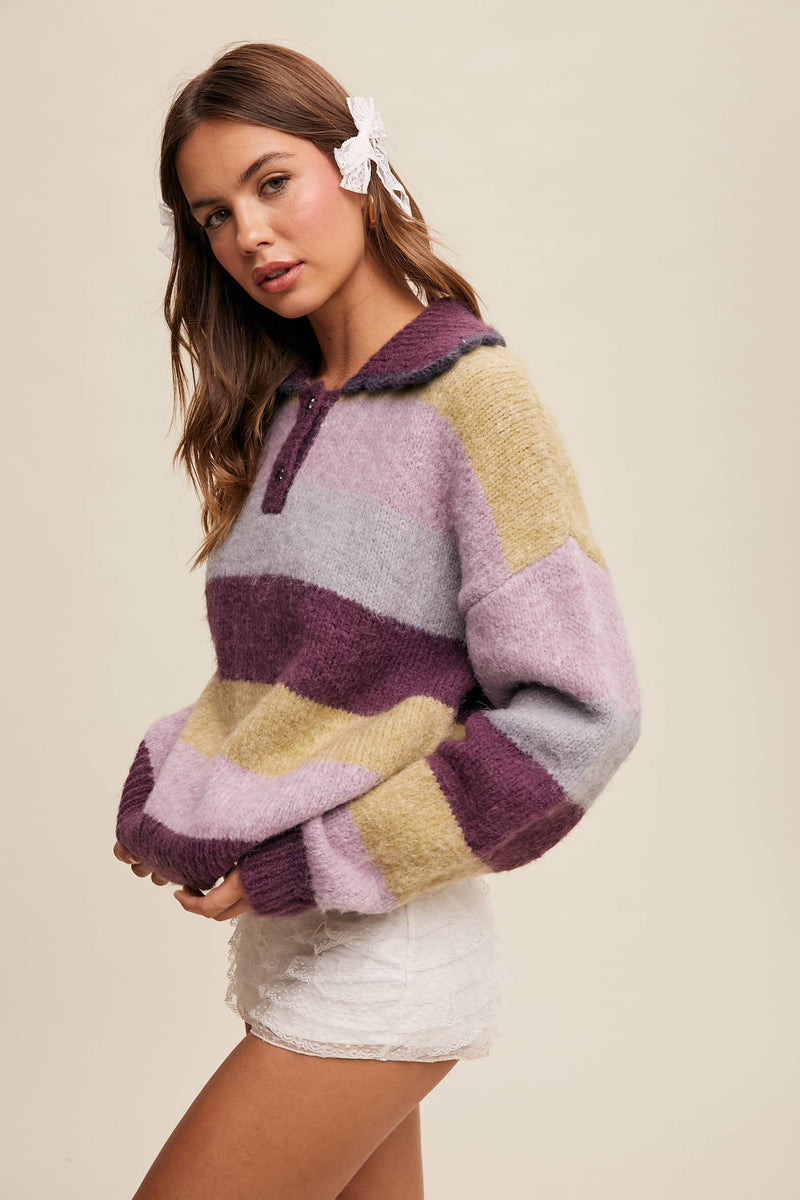 Hillary Striped Polo Sweater