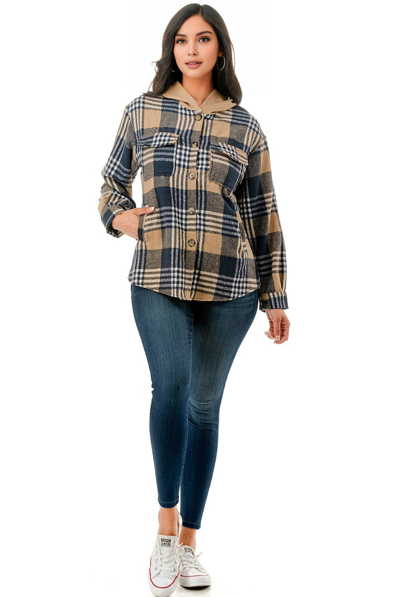 Monica Shacket with Hoodie & Pockets- Multiple