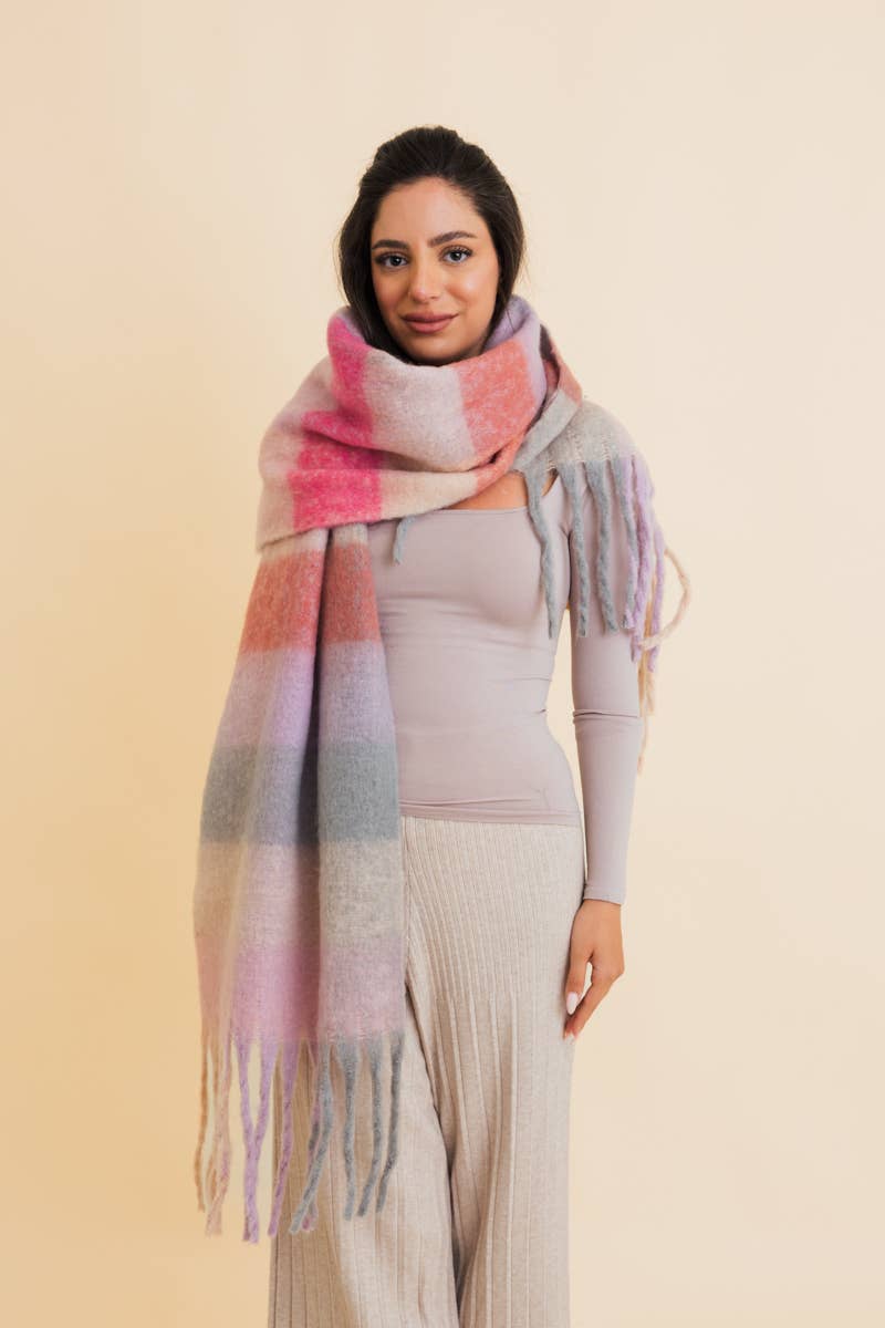 Cozy Breeze Oversized Fringe Scarf- Multiple