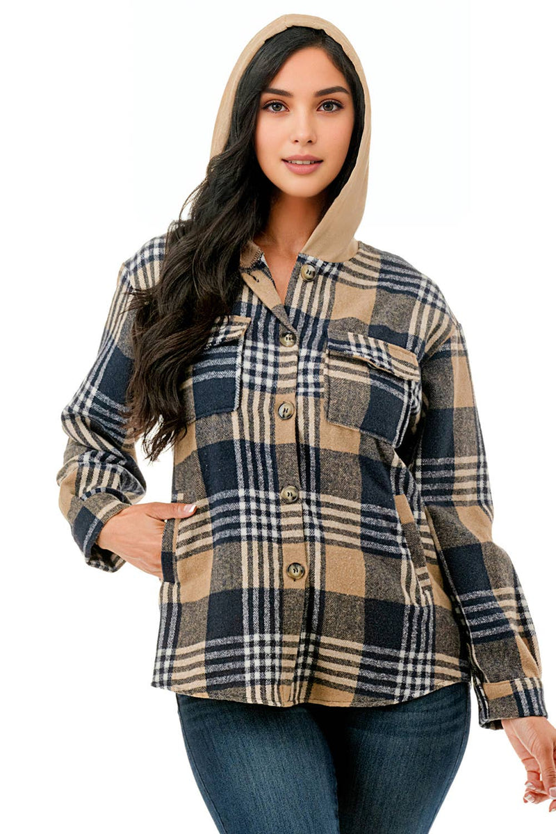Monica Shacket with Hoodie & Pockets- Multiple
