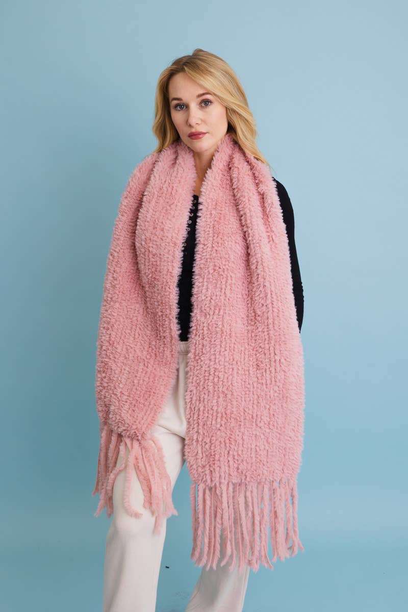 Ultra Soft Boucle Fringe Blanket Scarf