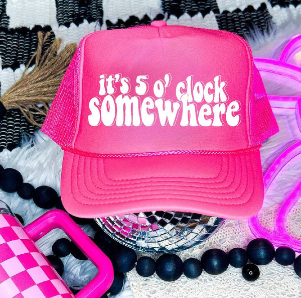 5 o' Clock Neon Pink Trucker Hat