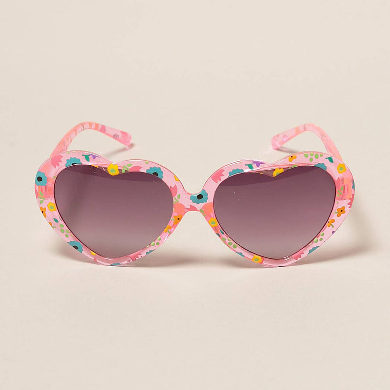 Kids Floral Pattern Heart Shape Sunglasses