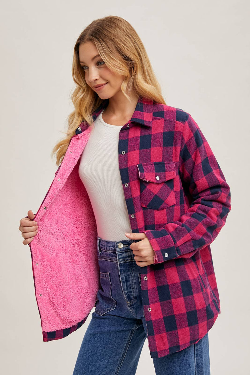 BUFFALO PLAID SHERPA-LINED SHACKET