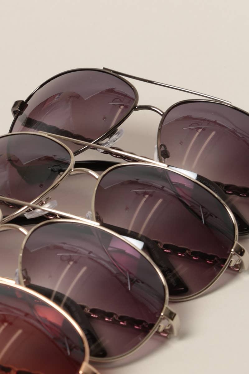 Women's Chain Detail Aviator Sunglasses