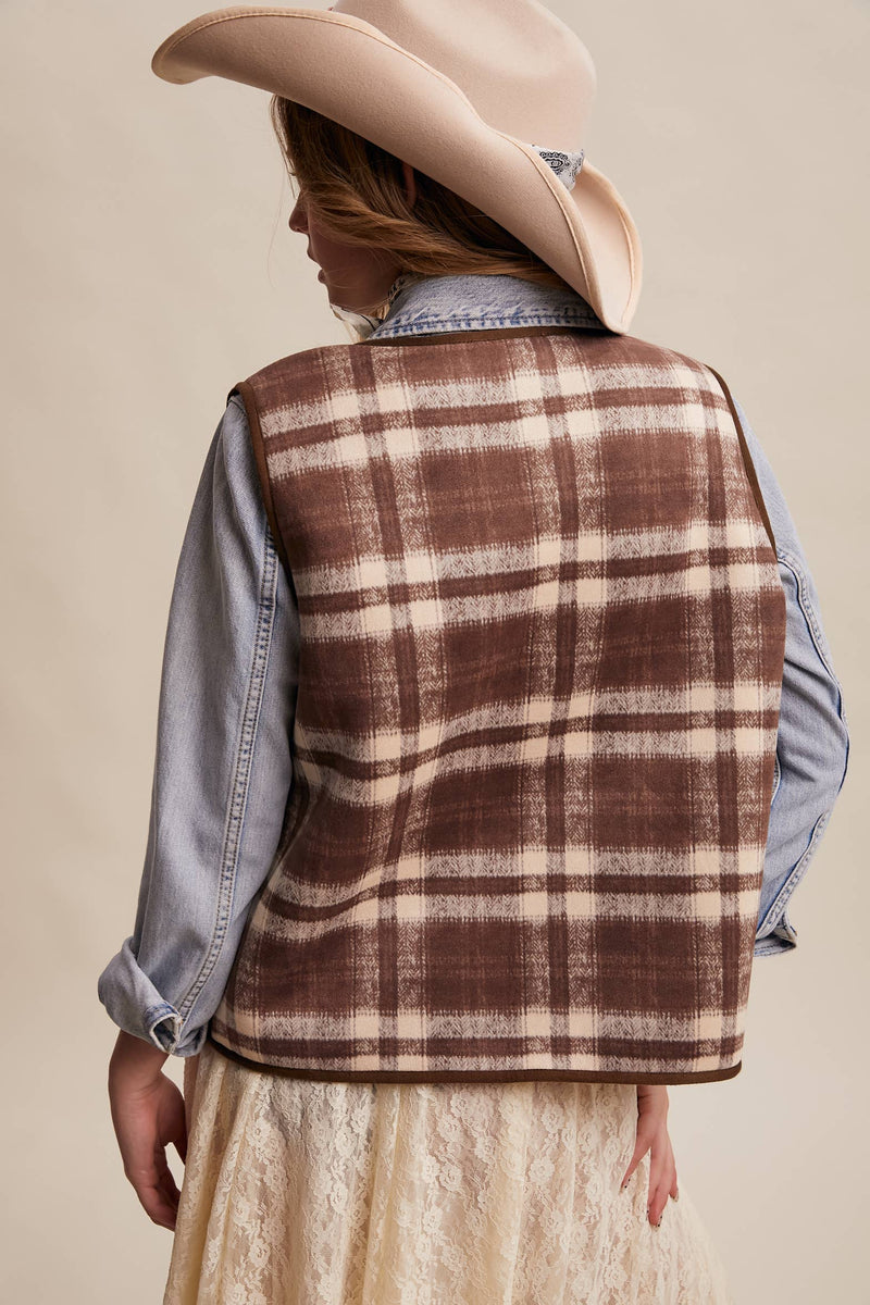 Riana eversible Plaid Sherpa Vest