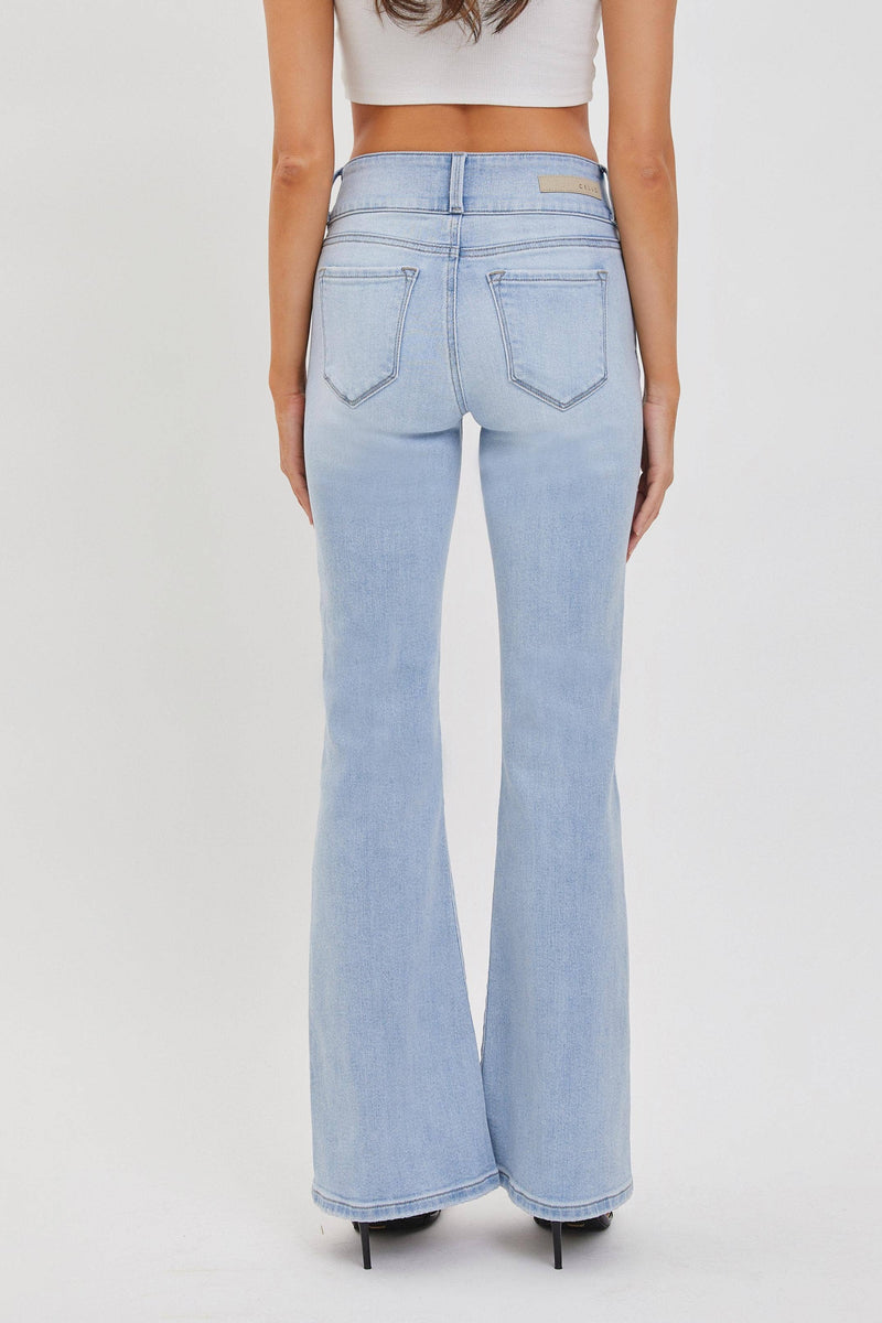 Stretch 2 Button Mid Rise Flare
