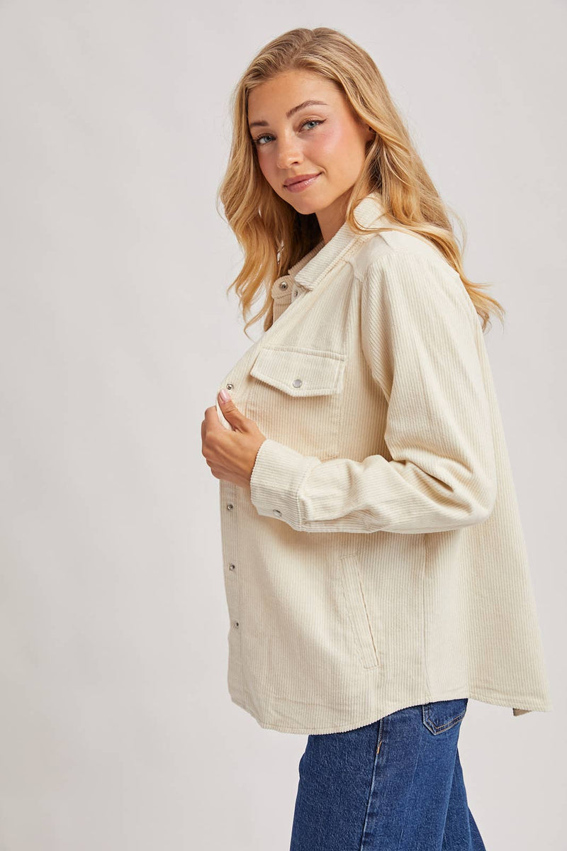 Miranda Corduroy Shacket- Peacock