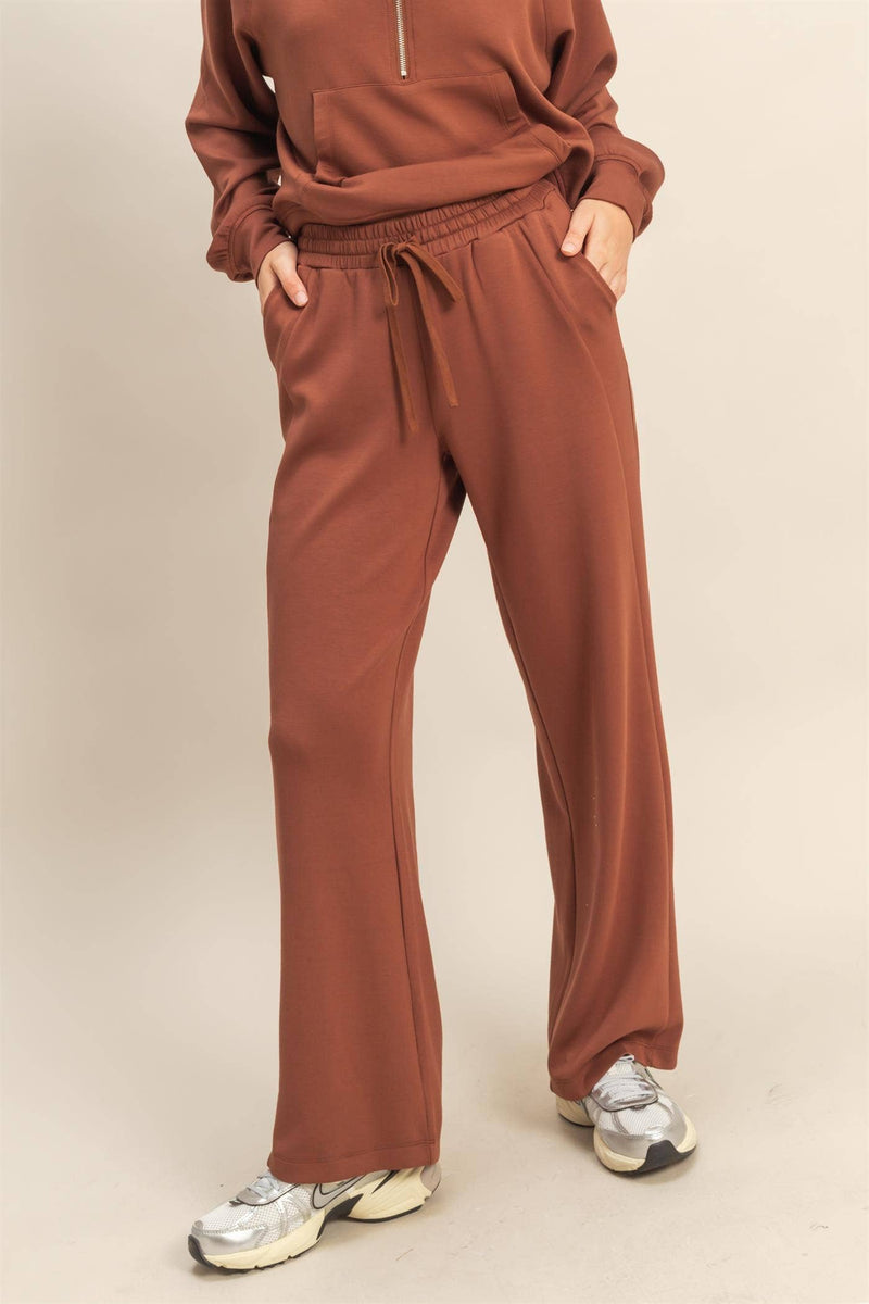 Scuba High-Waist Wide-Leg Drawstring Sweatpants