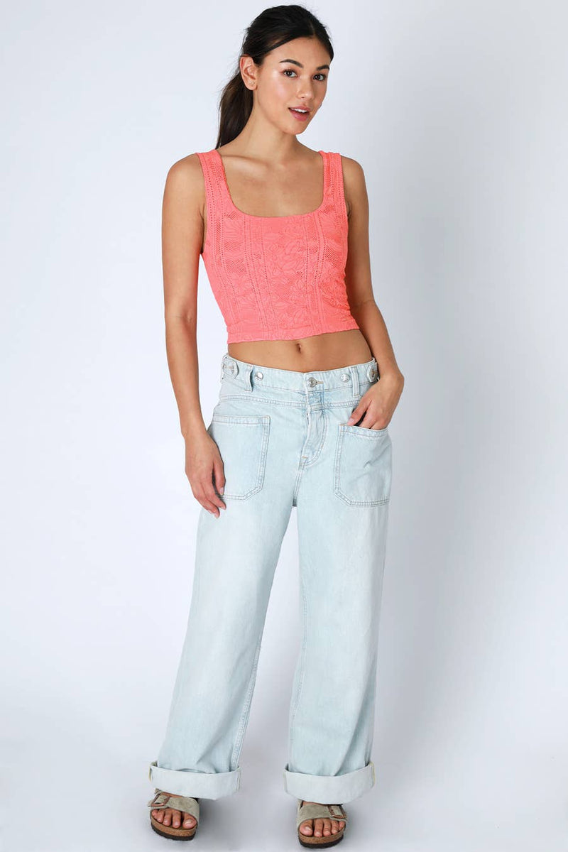 Double Lace Square Crop Top