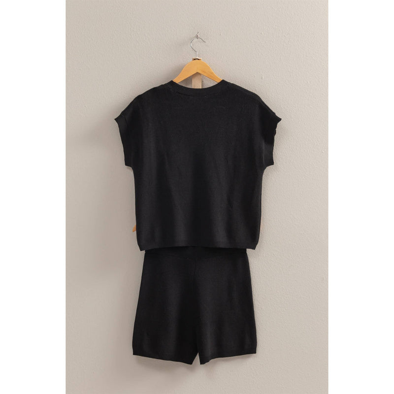Short Sleeve Sweater And Shorts Set