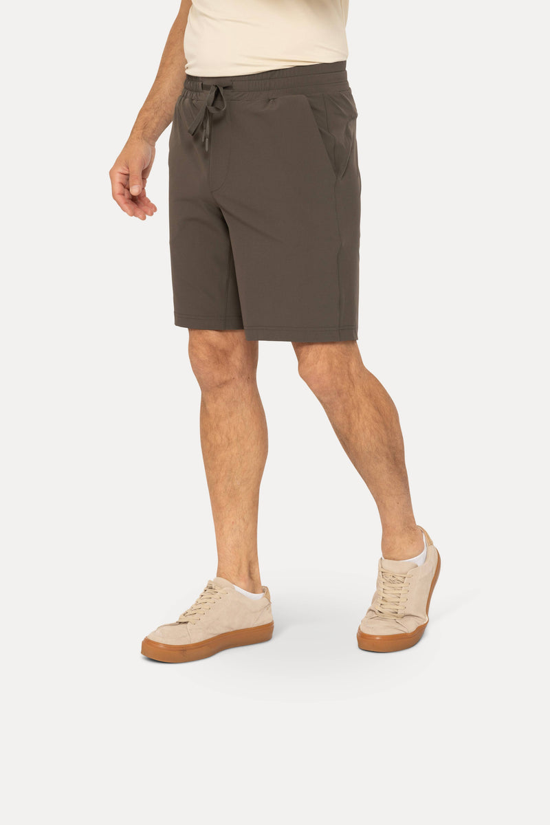 Drawstring Shorts with Pockets: BLACK OLIVE