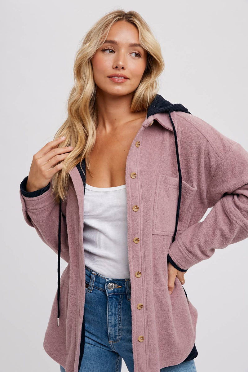 Monice Fleece Shacket with Hood