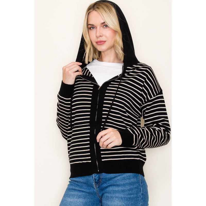 Striped Zip Up Cardigan