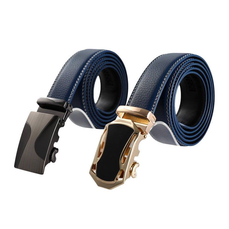 AutoMADtic leather belt: Black w/Black & Gold Style Buckle