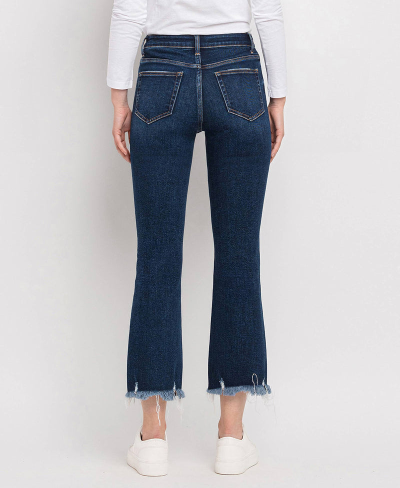 HIGH RISE CROSSOVER WAISTBAND KICK FLARE JEANS