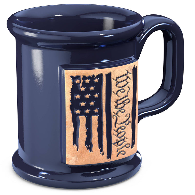 Ceramic Handmade Coffee Mug - Embossed We The People Flag