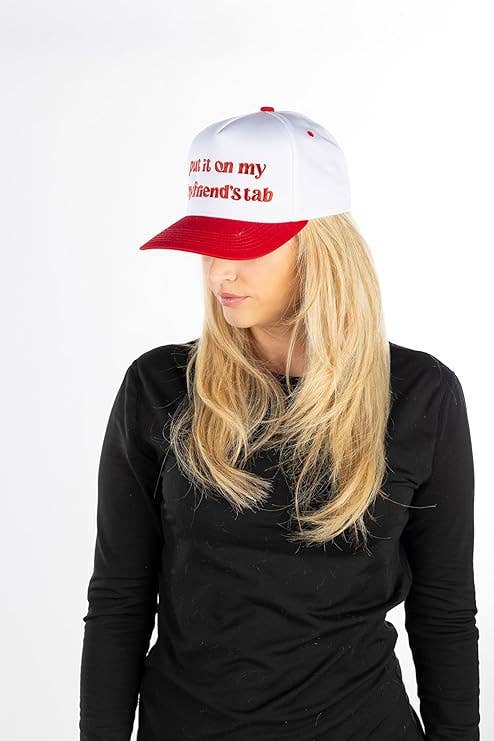 Put It On My Boyfriends Tab Hat - White/Red