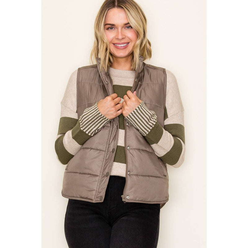 Solid Brown Puffer Vest