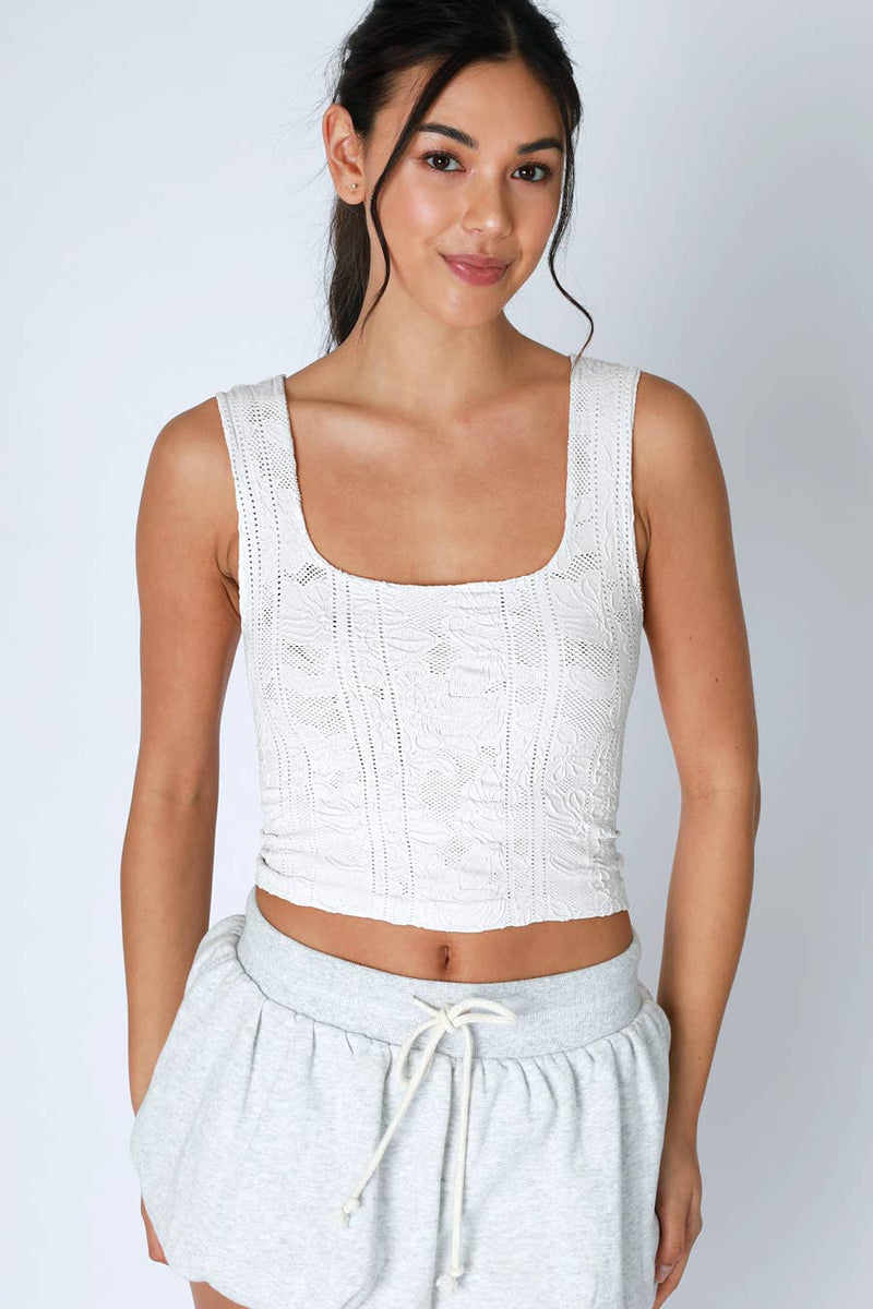 Double Lace Square Crop Top