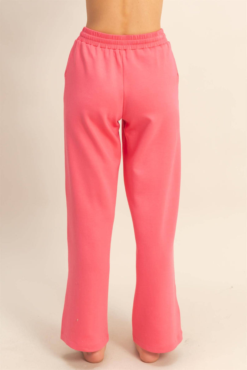 Scuba High-Waist Wide-Leg Drawstring Sweatpants
