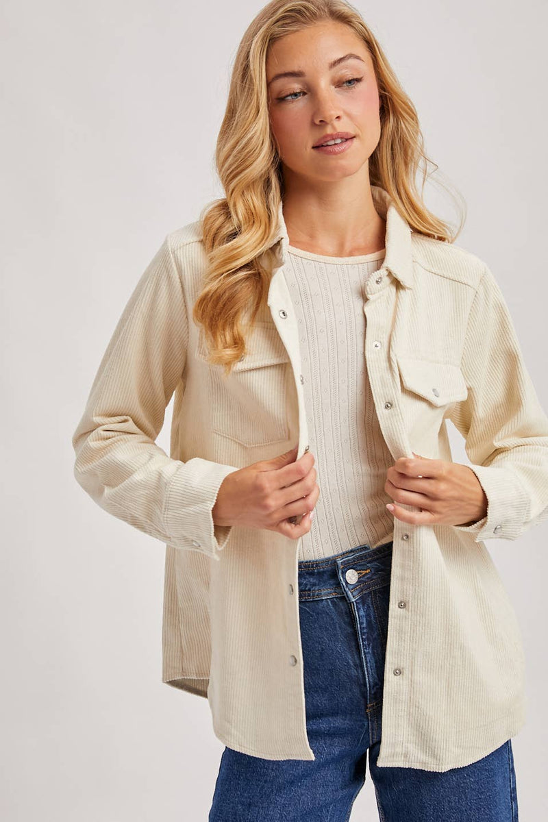 Miranda Corduroy Shacket- Peacock