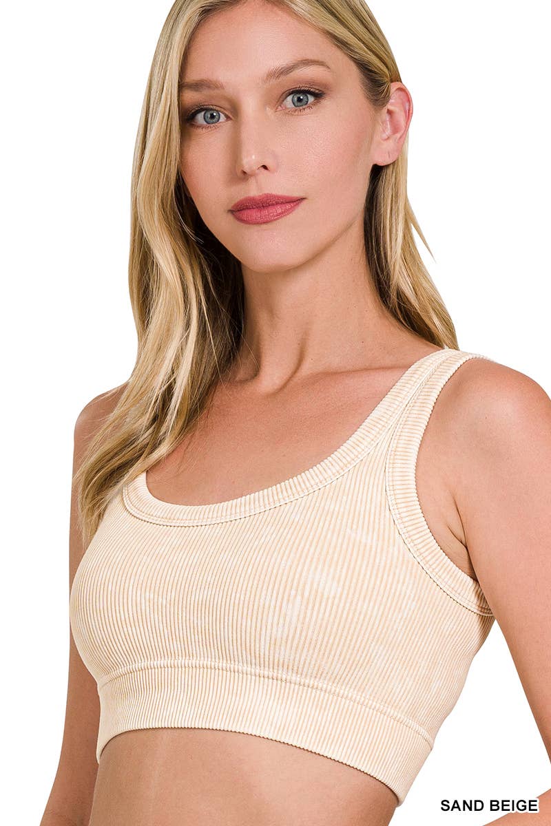 Whitney Ribbed Scoop Neck Cropped Tank Top: Ash Mocha