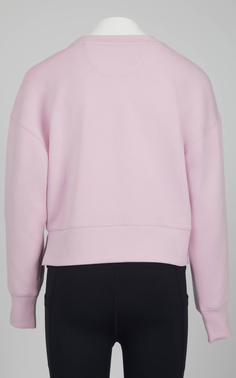 Girls Soft Scuba Zuri Crop Crew Neck Pullover: Black