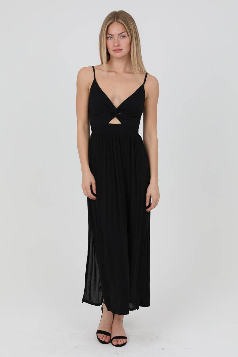 Berta Black Maxi Dress with Slits