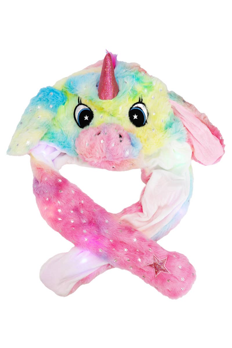 Unicorn Fluffy Fur LED Light-Up Ear Moving Hat