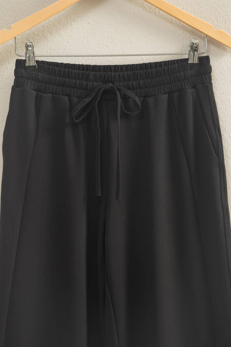 Scuba High-Waist Wide-Leg Drawstring Sweatpants