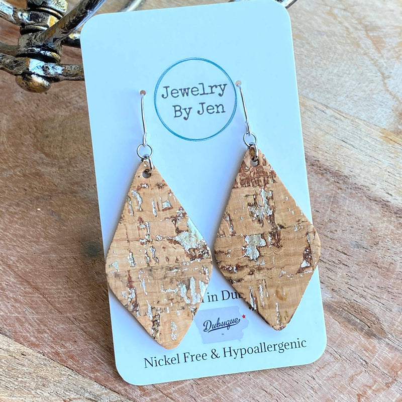 Lora Earrings: Cork w/Silver Accents