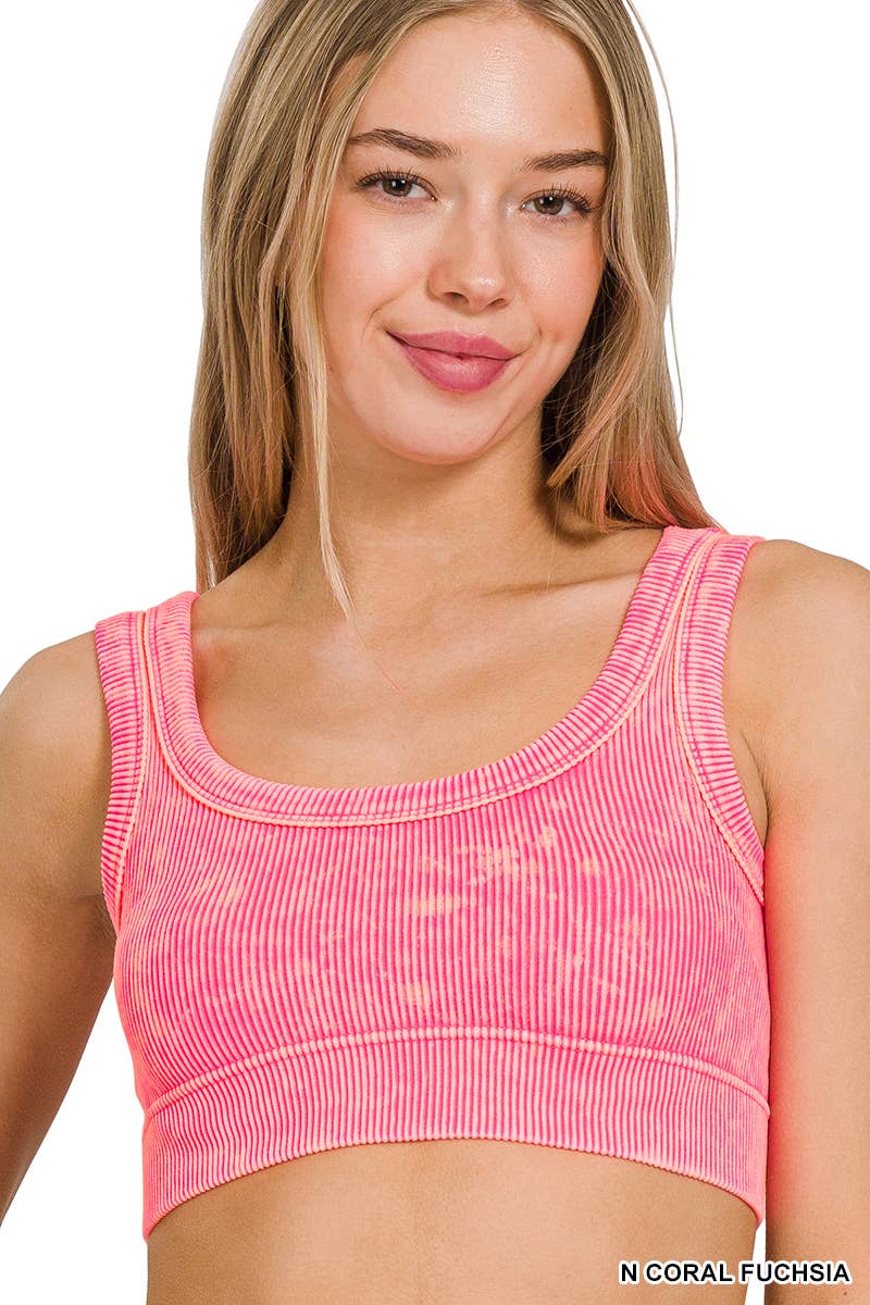 Whitney Ribbed Scoop Neck Cropped Tank Top: Ash Mocha