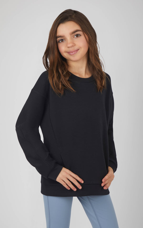 Girls Soft Scuba Zuri Crew Neck Sweatshirt: Multiple Colors