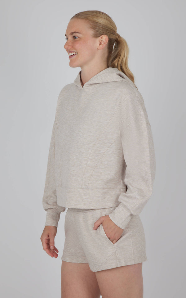 Scuba Hoodie with Shorts Set- Heathered Oatmeal